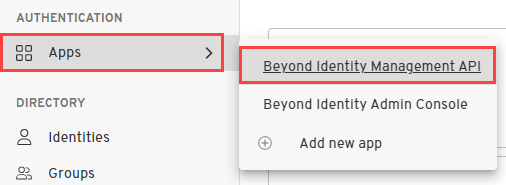 Admin Console Beyond Identity Admin realm